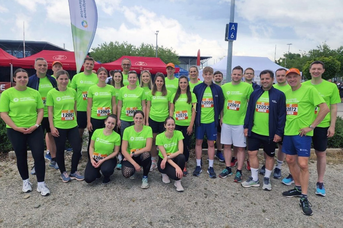 Laufgruppe von energie schwaben beim M-net Firmenlauf